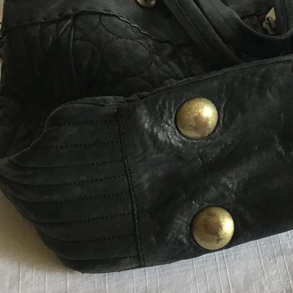 Cynthia Rowley Large Black Leather Quilted Tote Bag / Purse - Picture 11 of 13